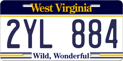 WV license plate 2YL884