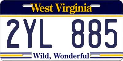 WV license plate 2YL885