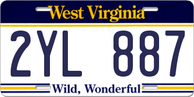 WV license plate 2YL887