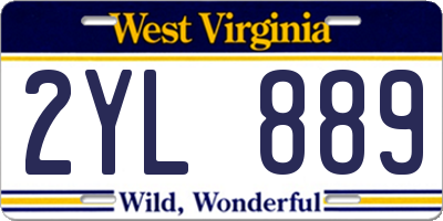 WV license plate 2YL889