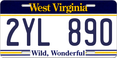 WV license plate 2YL890