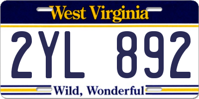 WV license plate 2YL892