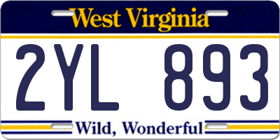 WV license plate 2YL893