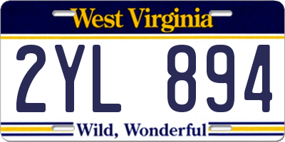 WV license plate 2YL894