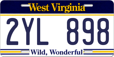 WV license plate 2YL898