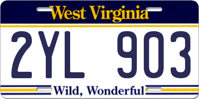 WV license plate 2YL903