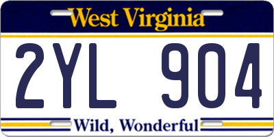 WV license plate 2YL904