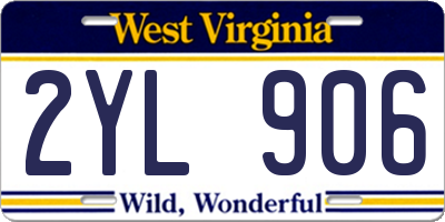 WV license plate 2YL906