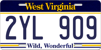 WV license plate 2YL909