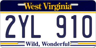 WV license plate 2YL910