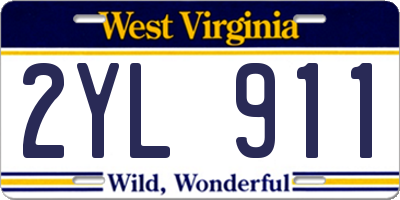 WV license plate 2YL911