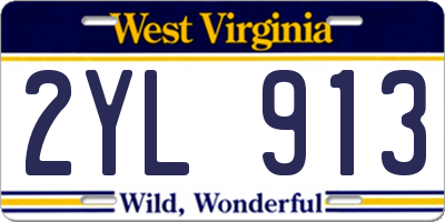WV license plate 2YL913