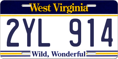 WV license plate 2YL914