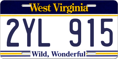 WV license plate 2YL915