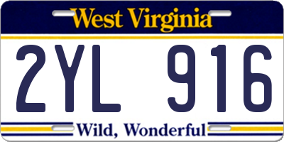 WV license plate 2YL916