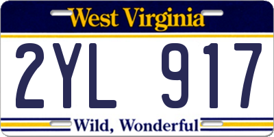 WV license plate 2YL917