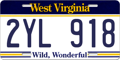 WV license plate 2YL918