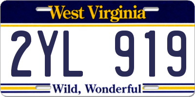 WV license plate 2YL919