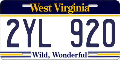 WV license plate 2YL920