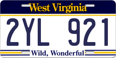 WV license plate 2YL921