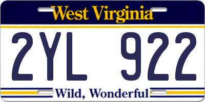WV license plate 2YL922