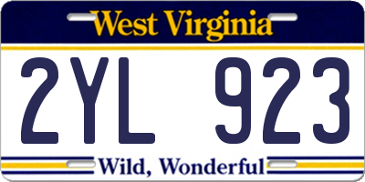 WV license plate 2YL923