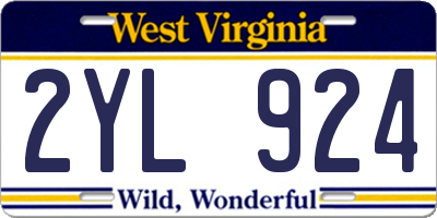 WV license plate 2YL924