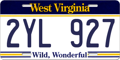 WV license plate 2YL927