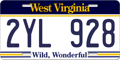 WV license plate 2YL928