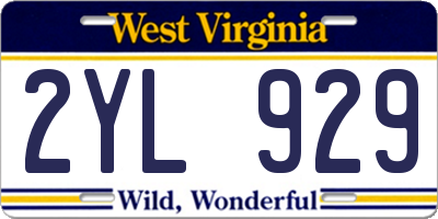 WV license plate 2YL929