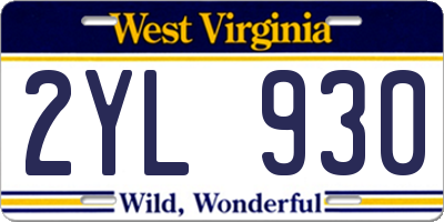 WV license plate 2YL930