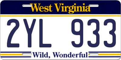 WV license plate 2YL933