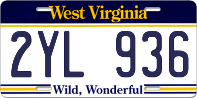 WV license plate 2YL936