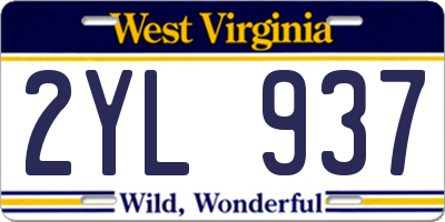 WV license plate 2YL937