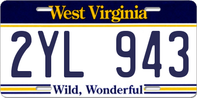 WV license plate 2YL943