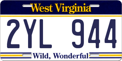 WV license plate 2YL944