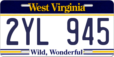 WV license plate 2YL945