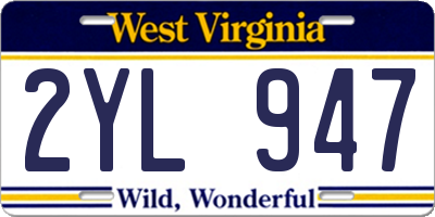 WV license plate 2YL947