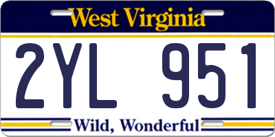 WV license plate 2YL951