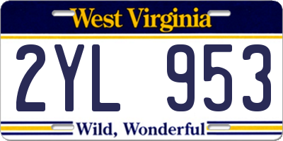 WV license plate 2YL953