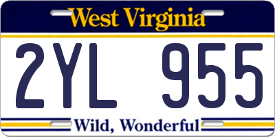WV license plate 2YL955