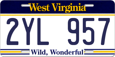 WV license plate 2YL957