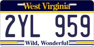 WV license plate 2YL959