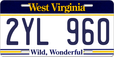 WV license plate 2YL960