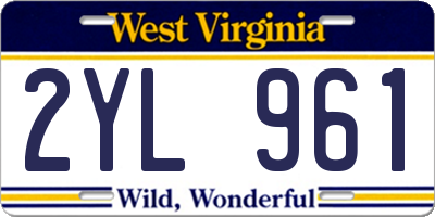 WV license plate 2YL961