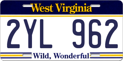 WV license plate 2YL962
