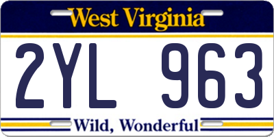 WV license plate 2YL963