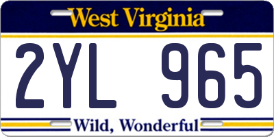 WV license plate 2YL965