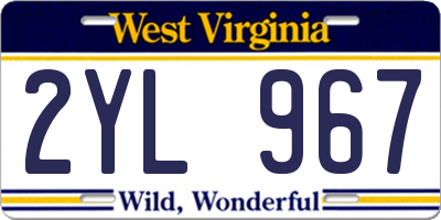 WV license plate 2YL967
