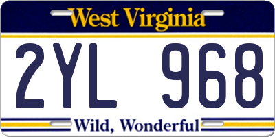 WV license plate 2YL968